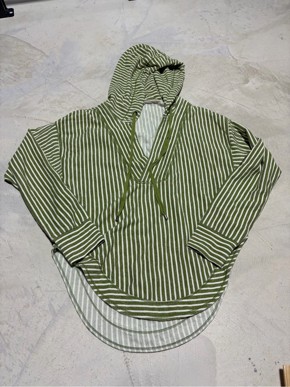 Anthropologie Pilcro wharfside Striped Olive Green Hooded Pullover Top xs